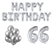 66 jaar Verjaardag Versiering Ballon Pakket zilver