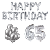65 jaar Verjaardag Versiering Ballon Pakket zilver