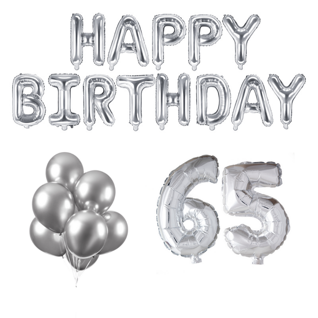 65 jaar Verjaardag Versiering Ballon Pakket zilver