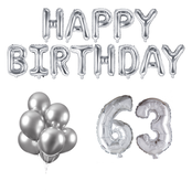 63 jaar Verjaardag Versiering Ballon Pakket zilver