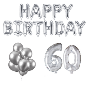 60 jaar Verjaardag Versiering Ballon Pakket zilver