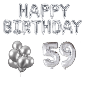 59 jaar Verjaardag Versiering Ballon Pakket zilver
