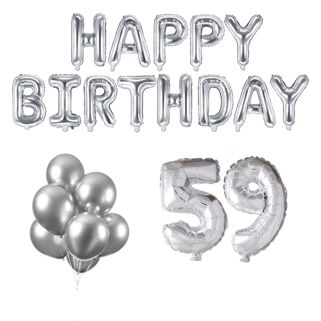 59 jaar Verjaardag Versiering Ballon Pakket zilver 59 jaar Verjaardag Versiering Ballon Pakket zilver