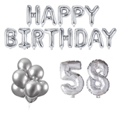 58 jaar Verjaardag Versiering Ballon Pakket zilver