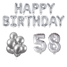 58 jaar Verjaardag Versiering Ballon Pakket zilver