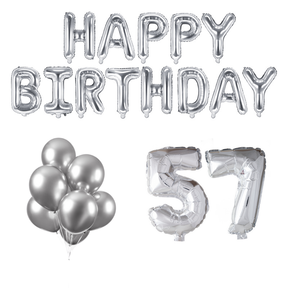 57 jaar Verjaardag Versiering Ballon Pakket zilver