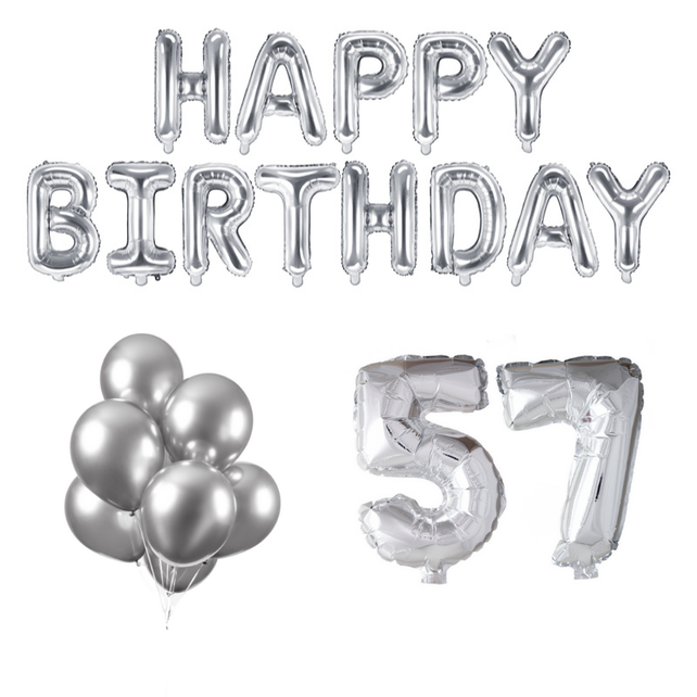 57 jaar Verjaardag Versiering Ballon Pakket zilver