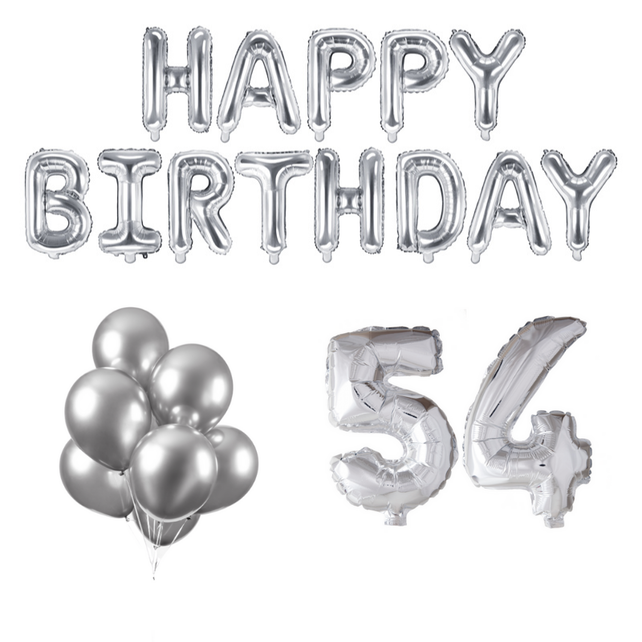 54 jaar Verjaardag Versiering Ballon Pakket zilver