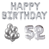 52 jaar Verjaardag Versiering Ballon Pakket zilver