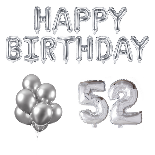 52 jaar Verjaardag Versiering Ballon Pakket zilver