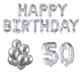 50 jaar Verjaardag Versiering Ballon Pakket zilver