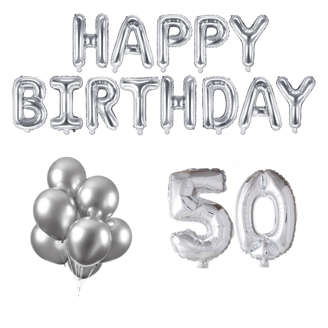 50 jaar Verjaardag Versiering Ballon Pakket zilver 50 jaar Verjaardag Versiering Ballon Pakket zilver