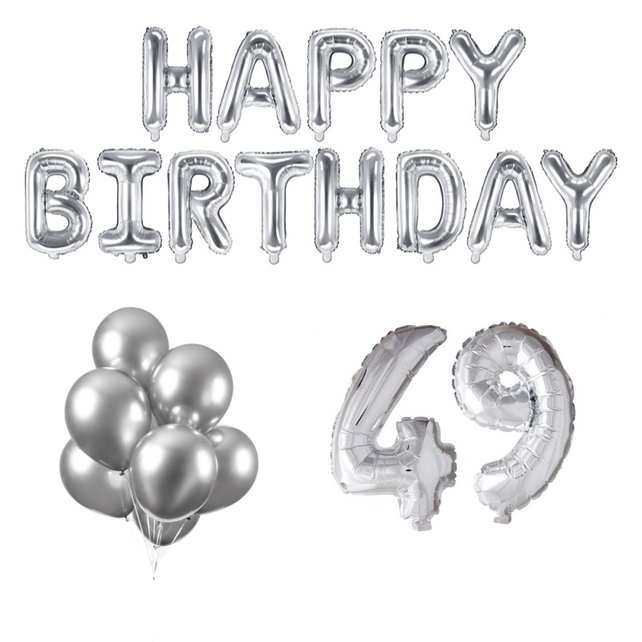 49 jaar Verjaardag Versiering Ballon Pakket zilver