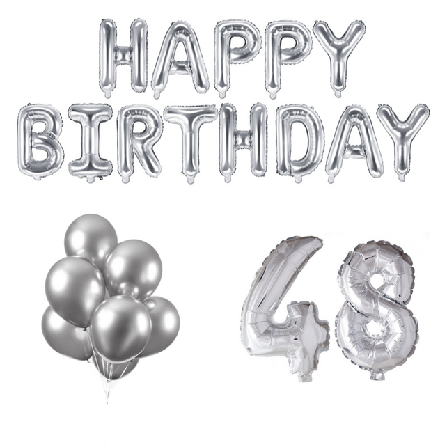 48 jaar Verjaardag Versiering Ballon Pakket zilver 48 jaar Verjaardag Versiering Ballon Pakket zilver