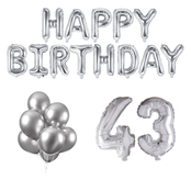 43 jaar Verjaardag Versiering Ballon Pakket zilver