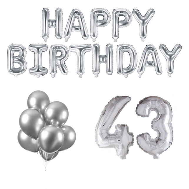 43 jaar Verjaardag Versiering Ballon Pakket zilver