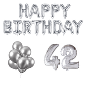 42 jaar Verjaardag Versiering Ballon Pakket zilver