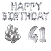 41 jaar Verjaardag Versiering Ballon Pakket zilver