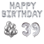 39 jaar Verjaardag Versiering Ballon Pakket zilver