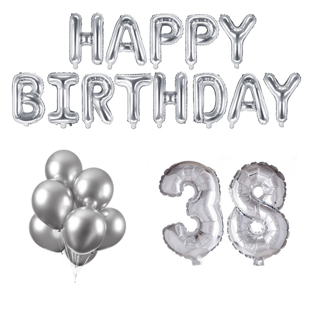 38 jaar Verjaardag Versiering Ballon Pakket zilver