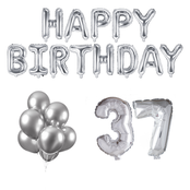 37 jaar Verjaardag Versiering Ballon Pakket zilver