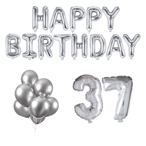37 jaar Verjaardag Versiering Ballon Pakket zilver