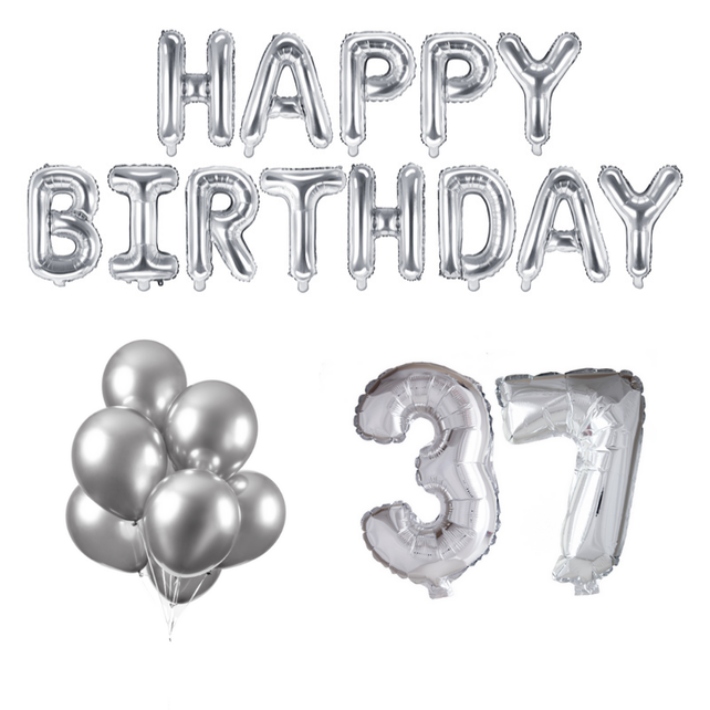 37 jaar Verjaardag Versiering Ballon Pakket zilver