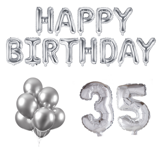 35 jaar Verjaardag Versiering Ballon Pakket zilver 35 jaar Verjaardag Versiering Ballon Pakket zilver