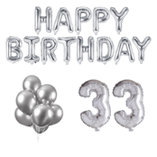 33 jaar Verjaardag Versiering Ballon Pakket zilver