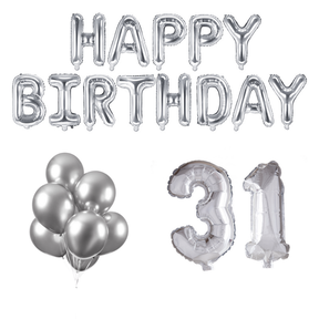 31 jaar Verjaardag Versiering Ballon Pakket zilver