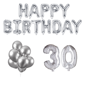 30 jaar Verjaardag Versiering Ballon Pakket zilver