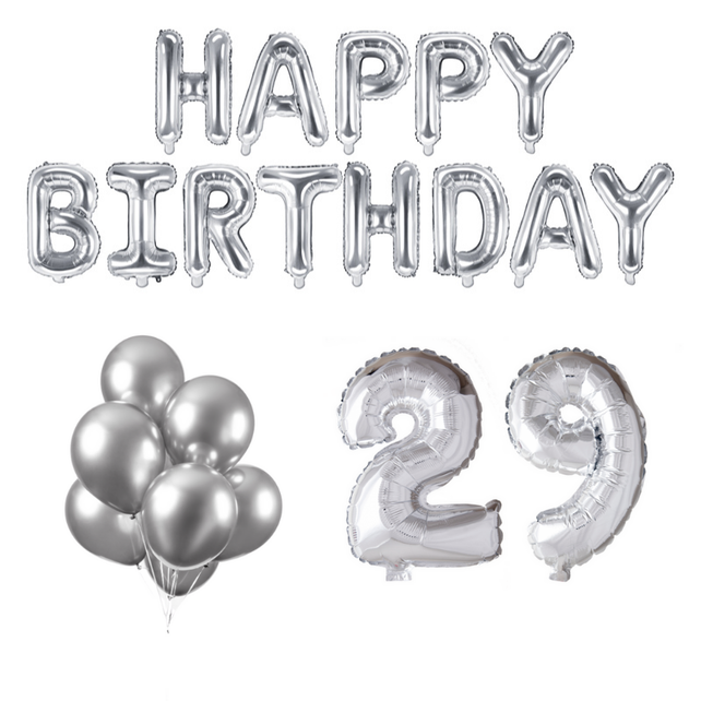 29 jaar Verjaardag Versiering Ballon Pakket zilver