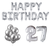 27 jaar Verjaardag Versiering Ballon Pakket zilver