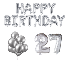 27 jaar Verjaardag Versiering Ballon Pakket zilver