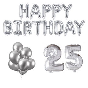 25 jaar Verjaardag Versiering Ballon Pakket zilver