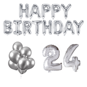 24 jaar Verjaardag Versiering Ballon Pakket zilver 24 jaar Verjaardag Versiering Ballon Pakket zilver