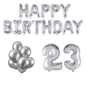 23 jaar Verjaardag Versiering Ballon Pakket zilver