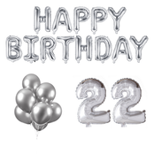 22 jaar Verjaardag Versiering Ballon Pakket zilver