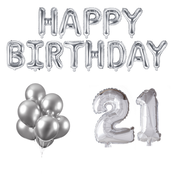 21 jaar Verjaardag Versiering Ballon Pakket zilver