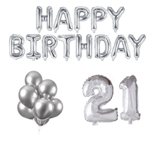 21 jaar Verjaardag Versiering Ballon Pakket zilver