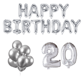 20 jaar Verjaardag Versiering Ballon Pakket zilver