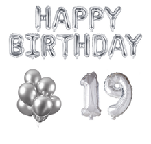 19 jaar Verjaardag Versiering Ballon Pakket zilver