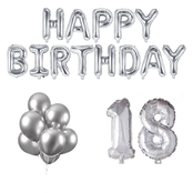 18 jaar Verjaardag Versiering Ballon Pakket zilver