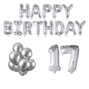 17 jaar Verjaardag Versiering Ballon Pakket zilver