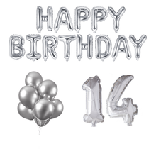 14 jaar Verjaardag Versiering Ballon Pakket zilver