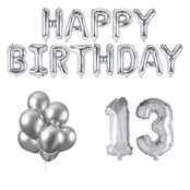 13 jaar Verjaardag Versiering Ballon Pakket zilver