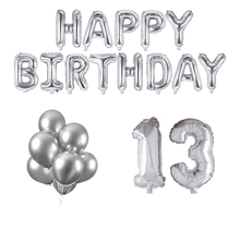 13 jaar Verjaardag Versiering Ballon Pakket zilver