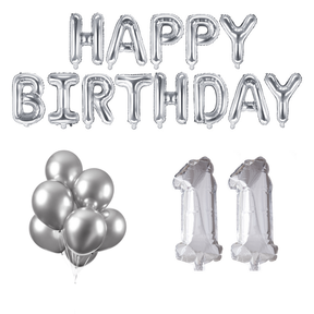 11 jaar Verjaardag Versiering Ballon Pakket zilver