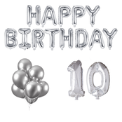 10 jaar Verjaardag Versiering Ballon Pakket zilver