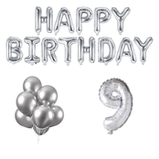 9 jaar Verjaardag Versiering Ballon Pakket zilver